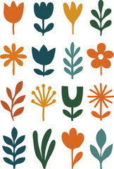 Flower shapes flat color