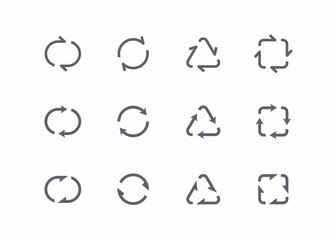 Rotate, recycle, turn arrow icon set. editable stroke vector illustration