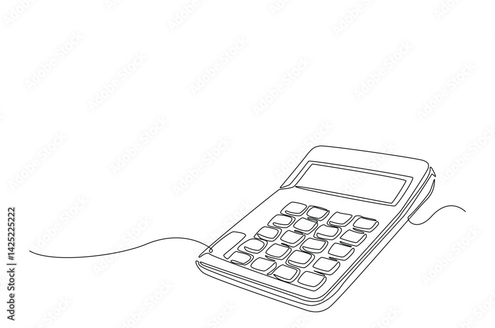 Aufkleber calculator accounting tool in continuous one line drawing. single line art illustration of calculato