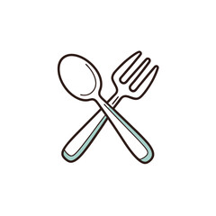 Fototapeta premium Delicious Doodle Icon of a Fork and Spoon for Your Culinary Creations