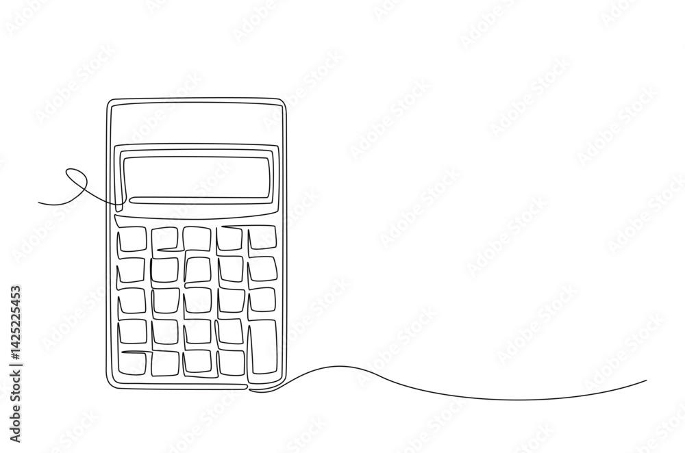Aufkleber calculator accounting tool in continuous one line drawing. single line art illustration of calculato