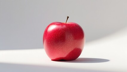 AI Image, High-quality image, Crisp red apple centered against a light neutral backdrop, highlighting smooth texture, glossy finish, and vibrant color. A fresh and healthy fruit image suited.
