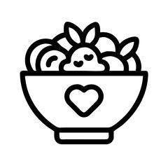 Salad Bowl with Heart Symbol Icon Design