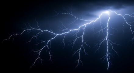 Brilliant forks of lightning illuminate a dark and stormy night sky, showcasing the raw power and beauty of an electrical storm.