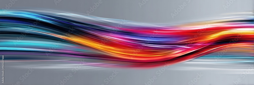 Poster Dynamic Abstract Motion Streaks Create a Runner Shape Against a Vibrant Gradient Background Illustrating Movement and Energy