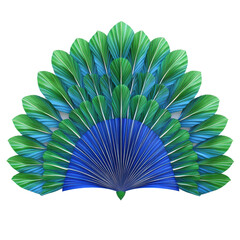 Vibrant Peacock Feather Fan: A Stunning Display of Teal and Green Hues