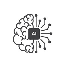 Artificial intelligence icon. Ai Technology. Brain technology and AI chip