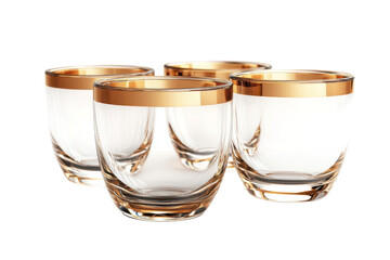 Elegant frosted glass tumblers with a copper rim perfect for sophisticated entertaining or adding a touch of vintage charm to your barware on transparent background