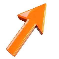 3D Render of a Glossy Orange Upward Arrow  Illustrating Growth, Progress, and Success