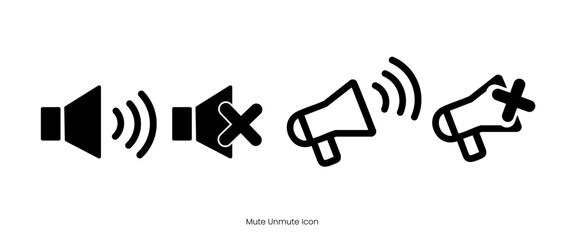 Set of Sound and Speaker Volume Icons, Isolated Vector Audio Symbols for Web and Interface Design