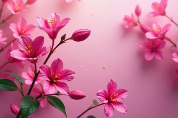 Fototapeta premium Delicate fuchsia flowers in a soft repeating pattern , delicate, repeating pattern, flower pattern