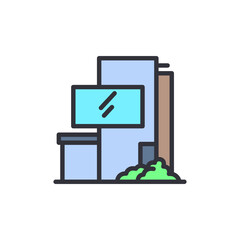 Modern house colored icons, minimalist vector illustration ,simple transparent graphic element .Isolated on white background