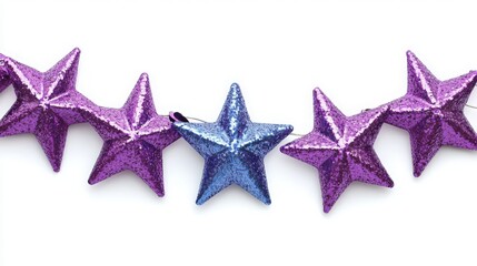 Obraz premium Purple and Blue Glitter Stars on White Background