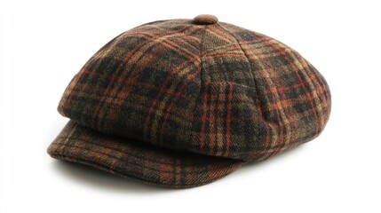 Plaid wool newsboy cap