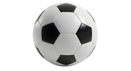 Fototapeta premium A soccer ball with white and dark patches floating in a simple composition on transparent background