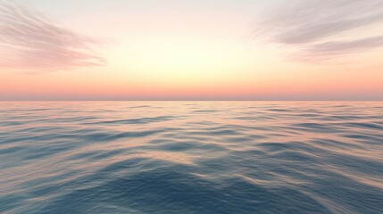 Obraz premium A vast, calm ocean stretching to the horizon, with a soft pastel-colored sky at dusk.