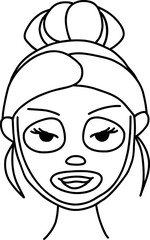 Black Hand Drawn Line Art Woman Puts On Mask