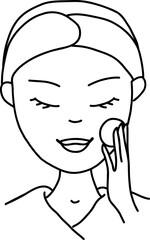 Black Hand Drawn Line Art Woman Washes Off Makeup