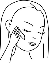 Black Hand Drawn Line Art Woman Applying Cream To Face