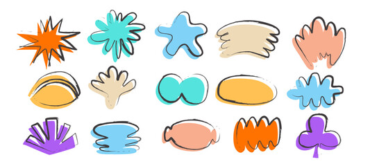 Abstract Doodle Shape Element set , Abstract contemporary modern trendy sock, decoration, Hand drawn vector illustration