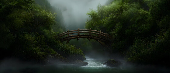 Fototapeta premium Misty Forest Bridge