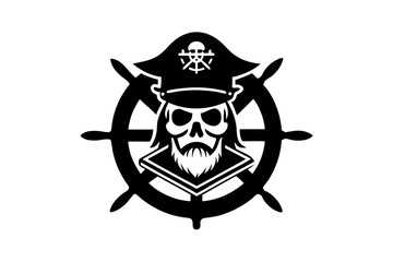 Pirate skull and crossbones with vintage emblem and tattoo style design