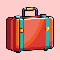 Vibrant cartoon travel suitcase with a retro aesthetic and bold lines