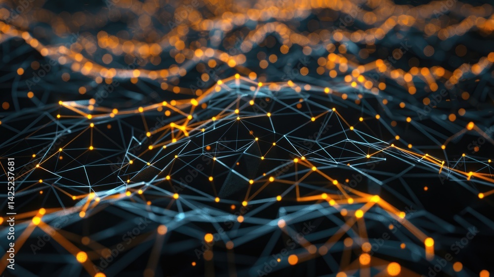 Poster explore a captivating visualization of a wireless mesh network concept, showcasing interconnected no