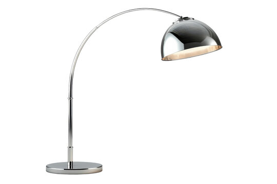 Elegant chrome arc floor lamp with a large dome shade perfect for modern living rooms adding a touch of sophistication and style to your on transparent background