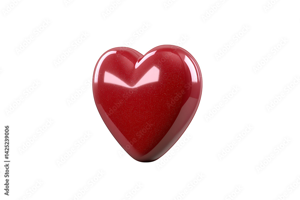 Poster red heart shape isolated on white or transparent background rendering concept