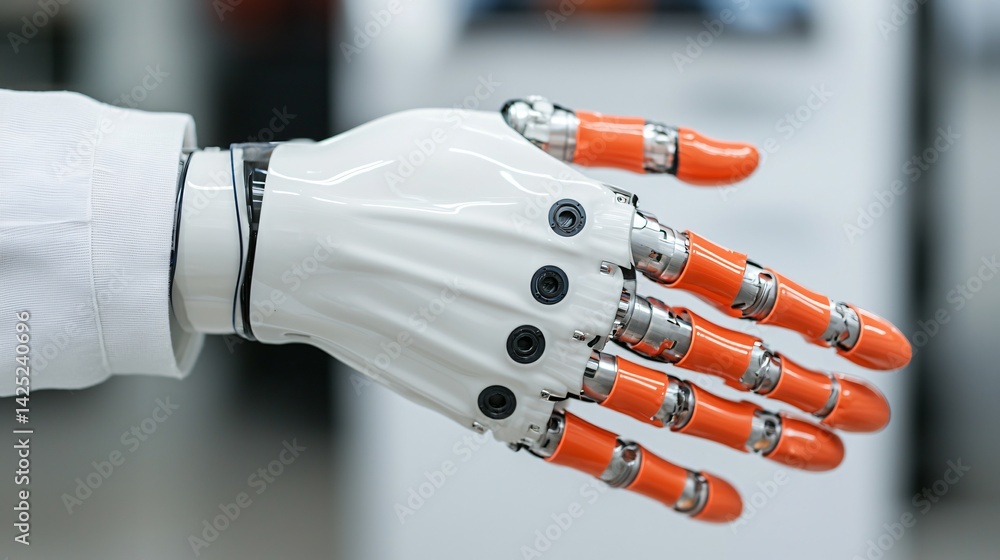Aufkleber advanced robotic hand closeup futuristic technology artificial intelligence automation