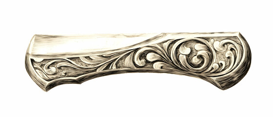 Ornate Metal Handle Decorated with Intricate Floral Carvings