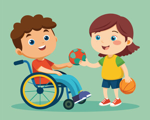 Kids Playing Together.  Inclusion and Friendship in Sports