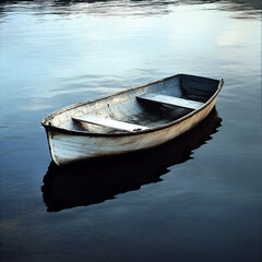 a fishing boat in blue sea