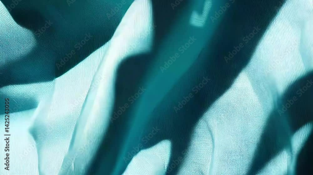 Poster teal fabric texture draped in soft light abstract background