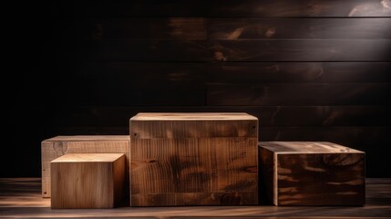 Three wooden boxes are stacked on top of each other