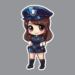Cute Chibi Police Officer Girl Illustration