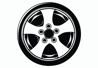 Obraz premium Car Wheel Illustration – Conceptual Vector Design for Automotive Projects