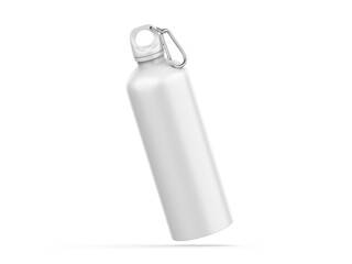 Thermos bottle mockup. Metal water thermo flask mock-up. Stainless steel travel thermos for hot tea. Realistic thermal container template design. 3D illustration