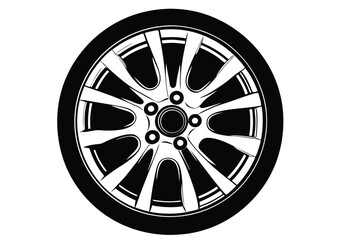 Fototapeta premium Car Wheel Illustration – Conceptual Vector Design for Automotive Projects