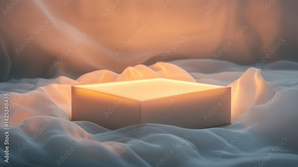 Poster empty premium box on a smooth, luxurious backdrop with soft glowing edges