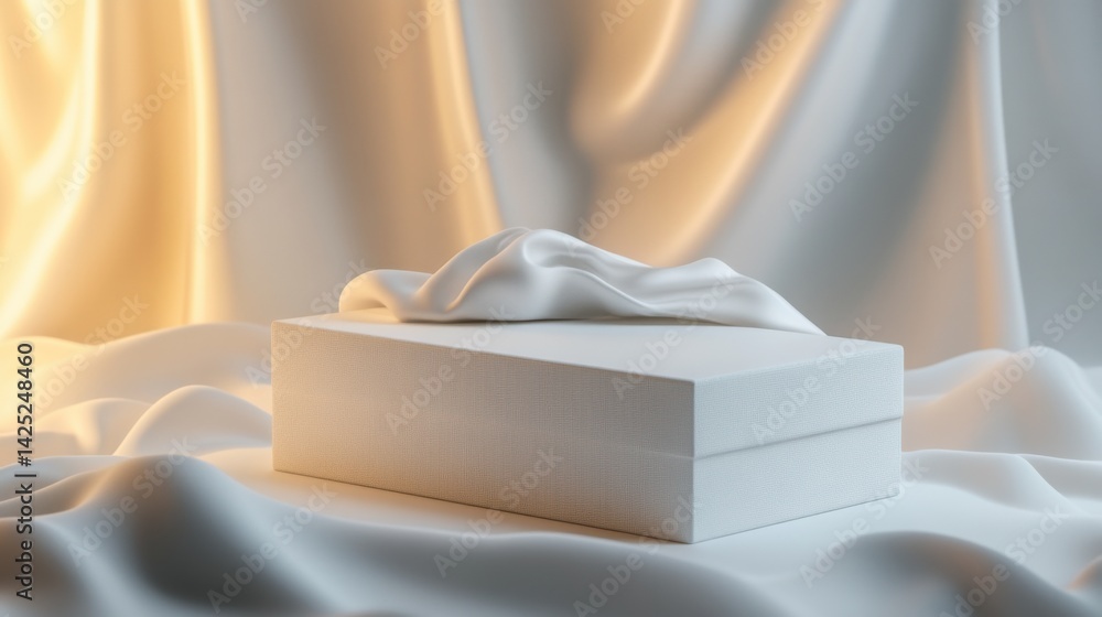Poster empty premium box on a smooth, luxurious backdrop with soft glowing edges