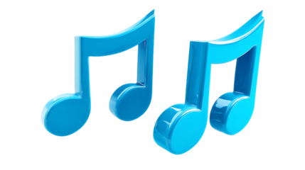 Bright blue 3D music icon with twin notes