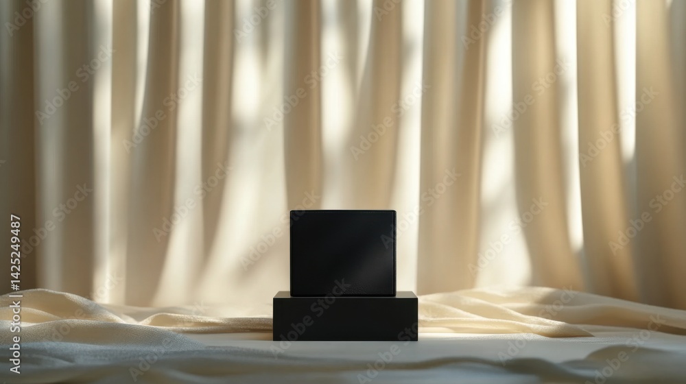 Poster minimalistic empty box with a premium finish, standing out on a classy background