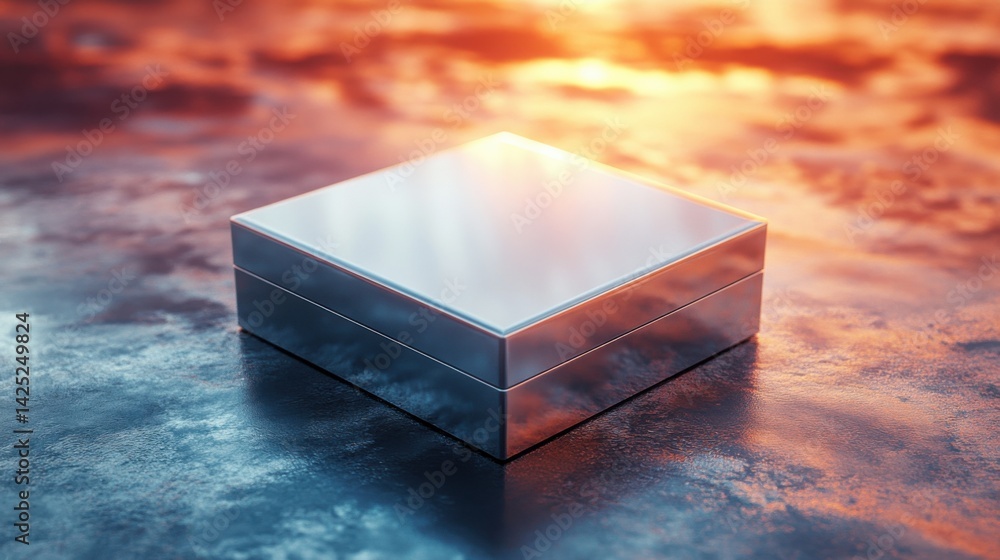 Aufkleber simple empty box with shiny surface, set against a rich, elegant background
