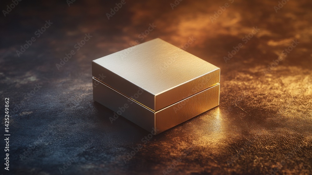 Poster simple empty box with shiny surface, set against a rich, elegant background