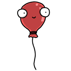 Cartoon doodle red balloon character.