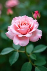 Obraz premium Pale pink rose macro, soft focus botanical backdrop, spring, bloom