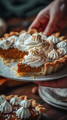 Delicious Homemade Pumpkin Pie with Whipped Cream Topping A Perfect Autumn Dessert
