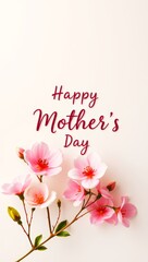 Mother's Day floral greeting card with delicate pink flowers and heartfelt message